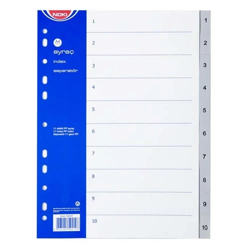 Separatoare din plastic A4 NOKI, cifrate de la 1-10