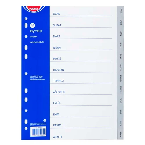 Separatoare din plastic A4  NOKI lunare, JAN-DEC