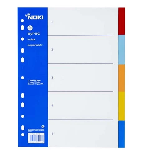 Separatoare din plastic A4 NOKI, 5 bucati