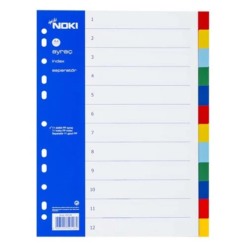 Separatoare din plastic A4 NOKI, 12 bucati