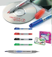 Permanent marker Flexoffice p/u CD/DVD, 2 capete, 0.4 - 1.0 mm [Albastru] 2