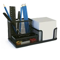 Suport de masa cu compartiment p/u blocuri de hirtie, plasa metalica [Negru] 2