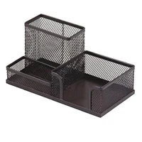 Suport de masa cu compartiment p/u blocuri de hirtie, plasa metalica [Negru]
