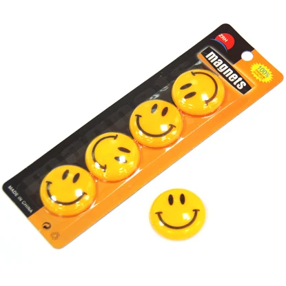 Complect de magniti rotunzi "Smile" p/u tabla, d=40mm, 4 buc, galbene