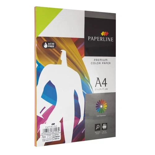 Бумага цветная Paperline RAINBOW-MIX 75гр, неон, 100 листов