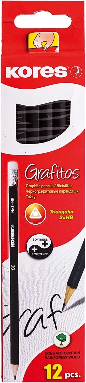 Creion simplu Kores “Grafitos” HB cu radiera 3