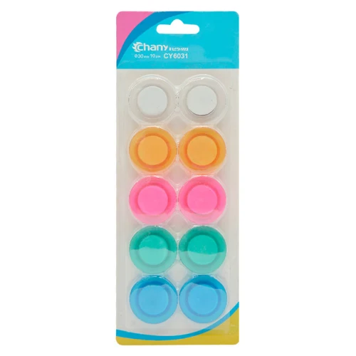 Set de magneți rotunzi CY (d=30mm, 10 buc, colorați)