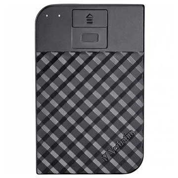 2.5” External HDD 2.0TB (USB3.1/USB-C) Verbatim ”Fingerprint Secure”, Black, 256-bit AES hardware security encryption with fingerprint, Enclosure material: Plastic and Aluminium