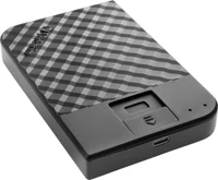 2.5” External HDD 2.0TB (USB3.1/USB-C) Verbatim ”Fingerprint Secure”, Black, 256-bit AES hardware security encryption with fingerprint, Enclosure material: Plastic and Aluminium 2