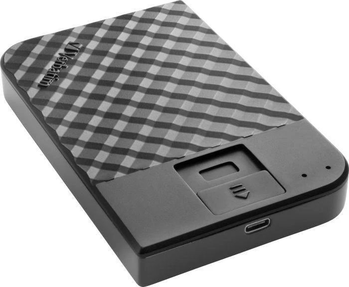 2.5” External HDD 2.0TB (USB3.1/USB-C) Verbatim ”Fingerprint Secure”, Black, 256-bit AES hardware security encryption with fingerprint, Enclosure material: Plastic and Aluminium 2