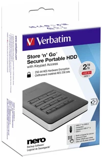 2.5” HDD Externa Verbatim Store 'n' Go with Keypad Access / USB3.0/USB-C / 2.0TB / Black 3