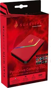 2.5” External SSD 1.0TB Surefire PyroDrive Gaming SSD (by Verbatim), USB 3.2 Gen 1, Black/red 3