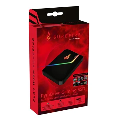 2.5” External SSD 2.0TB Surefire PyroDrive Gaming SSD (by Verbatim), USB 3.2 Gen 1, Black 3