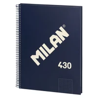 Caiet cu spiră A4 80 foi pătrățele MILAN copertă tare 430 Blue