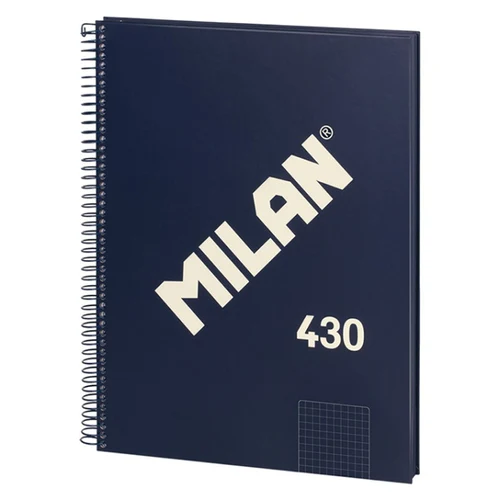 Caiet cu spiră A4 80 foi pătrățele MILAN copertă tare 430 Blue