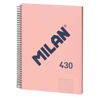 Caiet cu spiră A4 80 foi pătrățele MILAN copertă tare 430 Pink