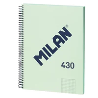 Caiet cu spiră A4 80 foi pătrățele MILAN copertă tare 430 Green